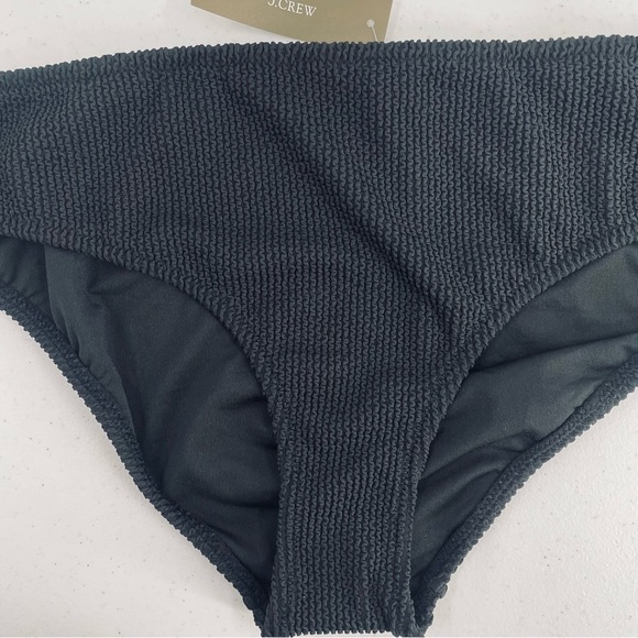 NWT J. Crew Black Textured Hipster Full Coverage Bikini Swim Bottom Pool Beach - Picture 3 of 11